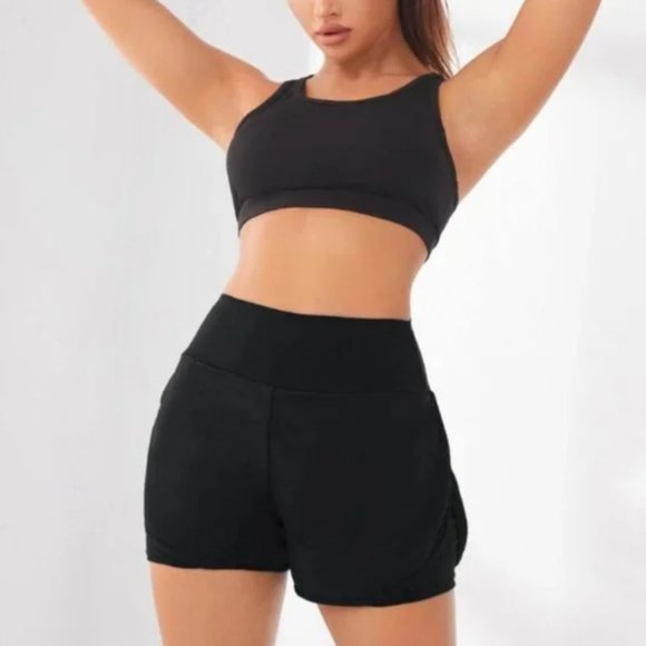 SHEIN - High Waisted Wide Waistband Phone Pocket Sports Shorts - Picture 8 of 8